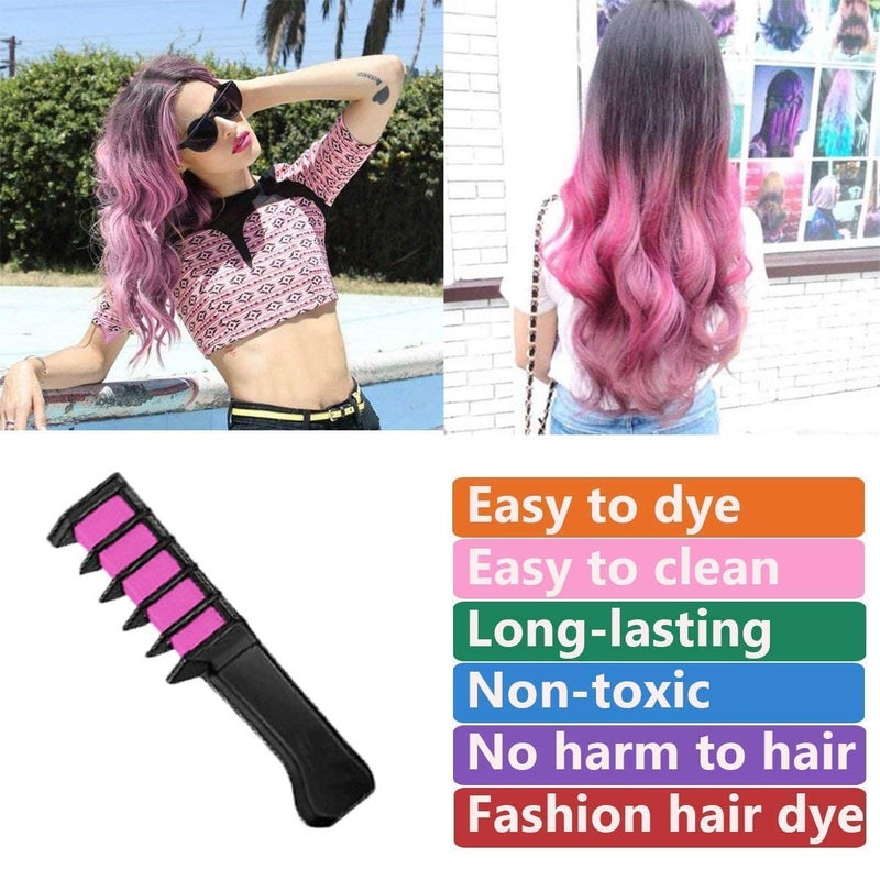 MSDADA Hair Chalk - New Hair Chalk Comb Temporary Bright Washable Hair Color Dye for Girls Kids with Hair Extensions Clips - Birthday Party Christmas Gifts Toys for Girls Kids Age 6-8-10-12 Years Old - Image 5